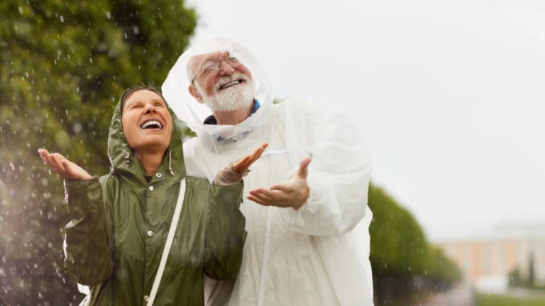 senior citizen in monsoon