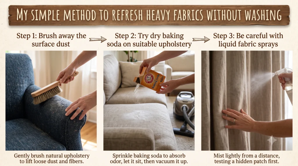 My simple method to refresh heavy fabrics without washing